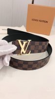 Lv Initiales 40Mm Double-Sided Belt Is Decorated With Damier Ebene Canvas And So