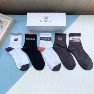 Includes packaging. One box contains five pairs of Balenciaga mid-calf socks. H