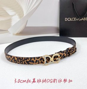 Special 3.0Cm Dolce & Gabbana D&G Belt, Leopard Print Surface And Plain Bottom,