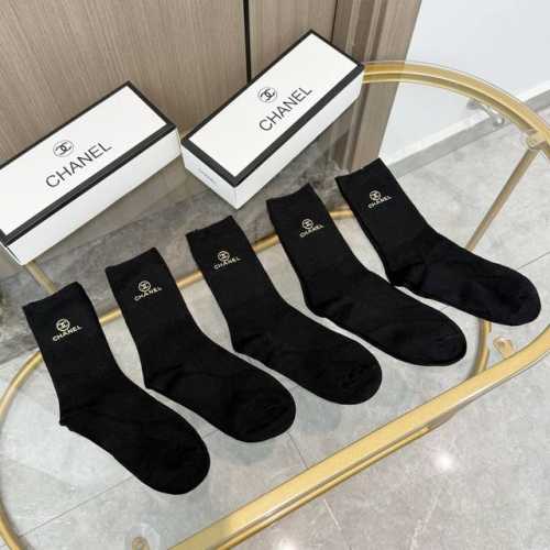 A box of five high-quality Chanel socks with packaging