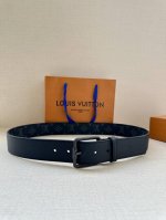 4.0 Wide Citizen Double-Sided Belt With Monogram Eclipse Canvas And Taurillon Le