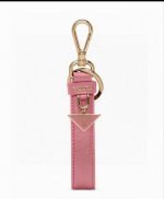 Prada keychain official website model, triangle brand pendant leather ring keych