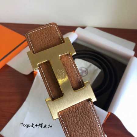 Hermes original quality classic men's belt counter Togo leather with stainless s - Click Image to Close