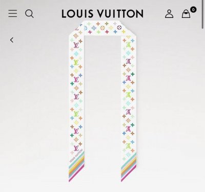 Lv official new silk scarf Murakami Takashi white tri-color most cost-effective