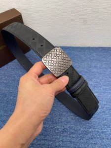 Bv New Men's Embossed Belt, Double-Sided Italian Calf Leather With Vintage Buckl