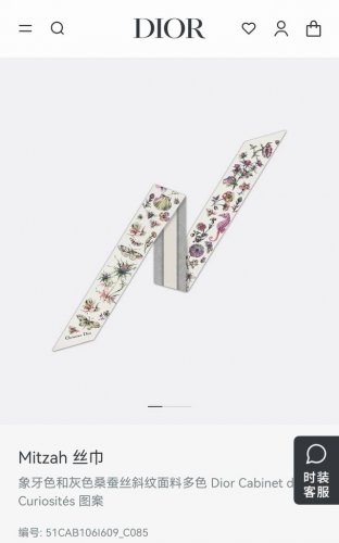 Do2513 Double-layer double-sided 6X105Cm twill silk Dior Cabinet De Curiosit