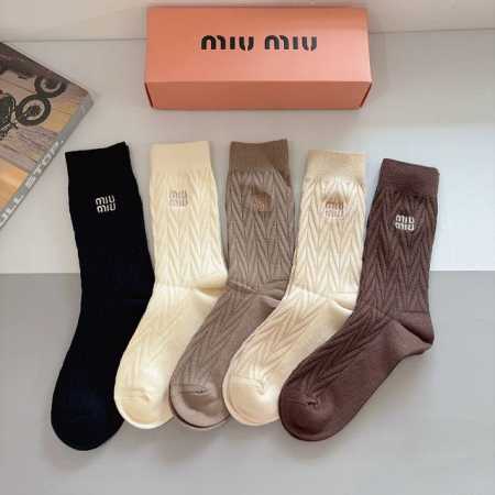 5 pairs per box with packaging Miumiu high-quality embroidered cashmere knee-hi - Click Image to Close