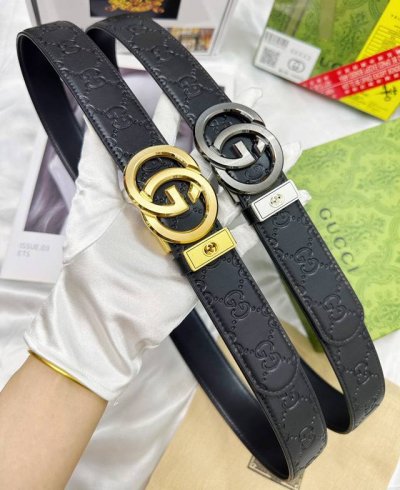 Belt: Gucci..Gu..Cci Automatic Buckle - Waist Belt: Top-Tier Authentic Replica E