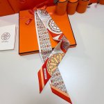 Hermes "Kaleidoscope Effect" Twilly small silk scarf. Twilly silk ribbon 100% mu