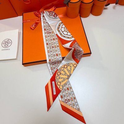 Hermes "Kaleidoscope Effect" Twilly small silk scarf. Twilly silk ribbon 100% mu