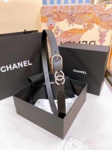 Chanel pin buckle rhinestone imported calfskin belt brass metal feels soft and d