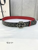 Width 4.0Cm Gucci Double-Sided Belt With Gg Supreme Canvas On One Side And Burgu