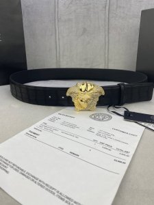 Width 4.0Cm Versace This Soft Deer Leather Belt Features A Gold And Silver Two-T