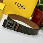 Fendi boutique style, 4.0cm wide, double-ring reversible belt, Ff snap fastener,