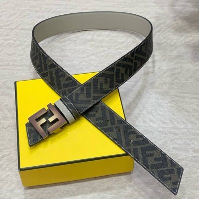 Fendi Fendi Store Exclusive 4.0Cm Wide Double-Ring Reversible Belt With Ff Snap