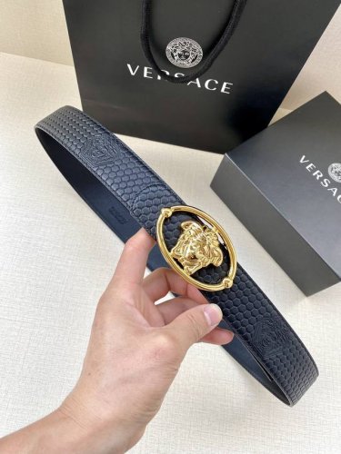 Versace: This Versace belt is crafted from supple top-grain Greca leather with a