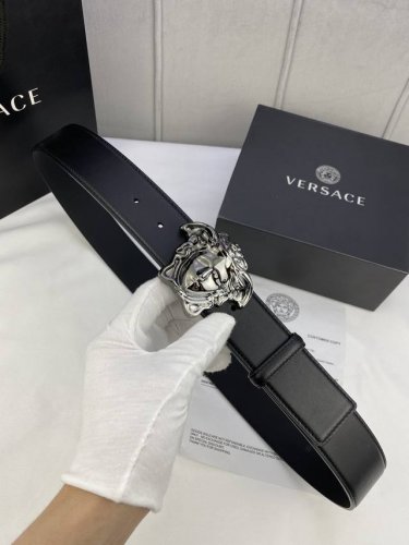 Width 4.0 Cm Versace This Soft Plain Weave Belt Features A Gold And Silver 3D Me