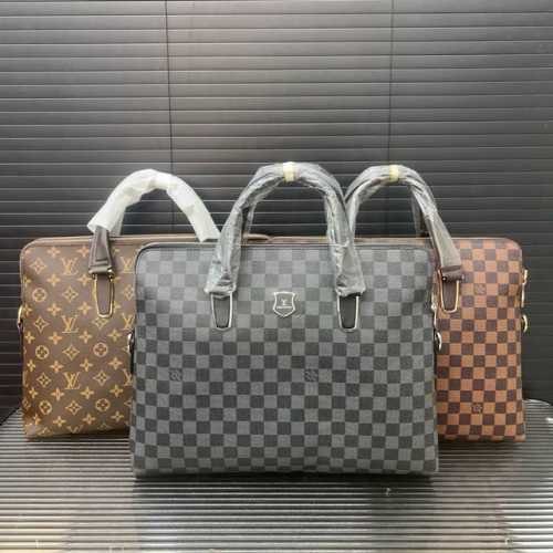 Louisvuitton Lv printed double zipper briefcase men's bag laptop bag handbag cla