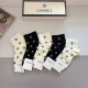 5 pairs per box with packaging Chanel new embroidered pure cotton socks, classi