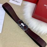 Width 3.5Cm Ferragamo Wireless Double-Sided Lychee Grain Leather Belt With Premi