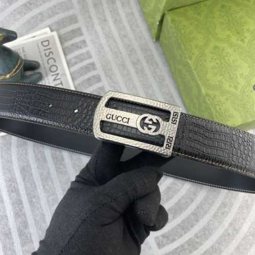 Gucci Special Leather Belt Series, Original Factory Premium Stainless Steel Buck