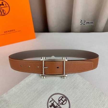 Special Herm S Hermes Pin Buckle Belt Original Quality Double-Sided Lychee Patte - Click Image to Close