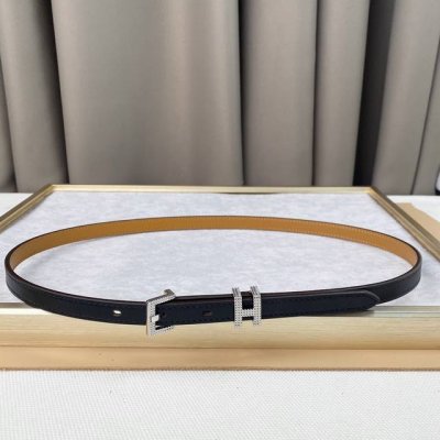 epsom Calfskin Belt With Palladium Plated Belt Buckle, Finely Polished Diamon