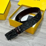Fendi, Same As In-Store, Width 4.0 Cm, Double-Ring Reversible Belt, Ff Snap Buck
