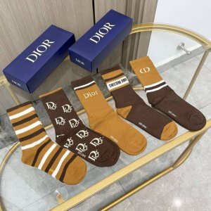 A box of five pairs of Dior high-end brand socks, including packaging. These are