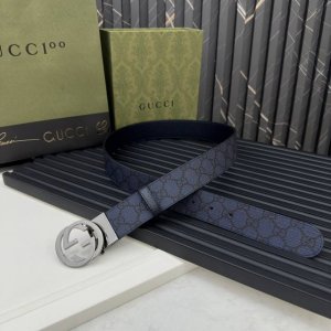 Gucci 627055 Facjt 8441 Dark Blue Supreme PVC Monogram Canvas Dark Blue Pigskin