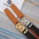Belt: Versace Automatic Buckle Leather Belt, Men's Leather Belt: 100% Genuine To