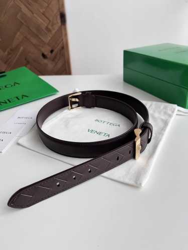 -Bv 2025 new women's woven plain stitching combination belt Italian calfskin wit