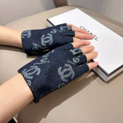 2025 Chanel New Arrival Short Denim and Lambskin Gloves, Stylish Motorcycle Glov
