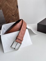 Bv New Men's Belt Handmade Large Grid Intrecciato Piccolo Woven Italian Calfskin