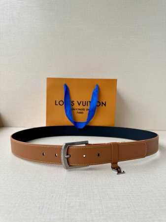 3.4 Cm Width Everyday Pin Belt Features Smooth Leather With Louis Vuitton-Emboss - Click Image to Close