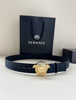 Versace 3.8Cm Wide Fabric Belt With Jacquard Greca Pattern, Featuring La Medusa