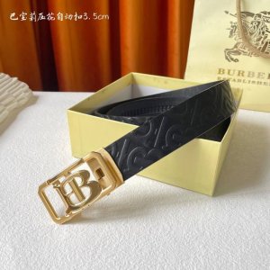 Special Burberry Classic Black Embossed Pattern, Italian Leather Belt With A Cla