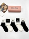 comes with packaging 5 pairs per box Miu Miu classic embroidered letter logo pu