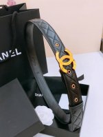 Chanel Logo Glossy classic Cc buckle brass gold metal 3.0Cm fine sheepskin belt