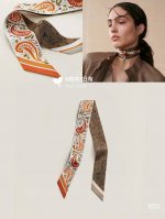 Hermes "Cheetah Bandana" Twilly Small Scarf Twilly silk ribbon 100% mulberry si