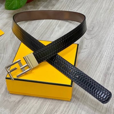 Fendi Counter Same Style Wide 35Mm Logo Shape Wide Belt. Original Ff Single Buck