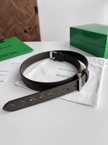 -Bv 2025 new women's woven plain stitching combination belt Italian calfskin wit