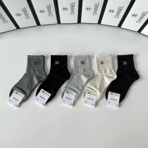 Specially packaged Chanel new mid-calf slouch socks! Five pairs per box, same st