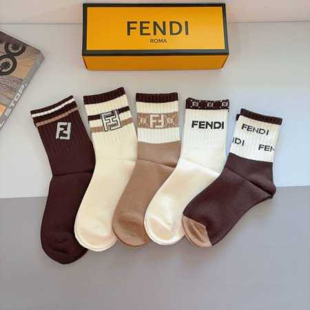5 pairs per box with packaging Fendi new logo rabbit fur mid-calf socks! Classi - Click Image to Close