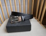 Prada Authentic Store Version Men's Dual-Use Needle Buckle Belt, One Side Black,