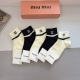 Box of 5 pairs (with packaging) Miumiu new embroidered pure cotton socks, class