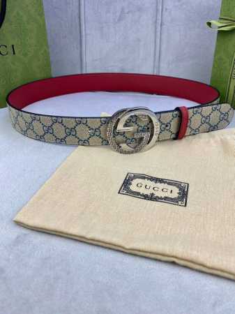 Special Width 4.0Cm Gucci Double-Sided Belt, One Side Is Gg Supreme Canvas, The - Click Image to Close
