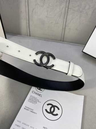 Width 3.0 Cm Chanel Fine Grain Leather Gold, Silver, Gunmetal Metal Buckle. - Click Image to Close