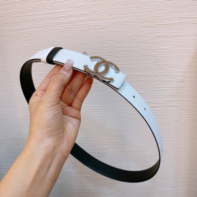 Chanel 25S Cc Silver-Finished Logo Buckle, Brass Metal, Double-Sided Calfskin Be