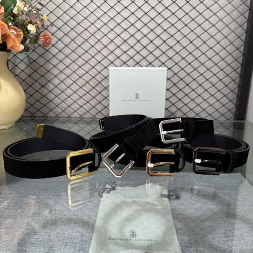 Brunellocucinelli 3.0 Wide Men's Genuine Leather Suede Cowhide Double-Sided Top